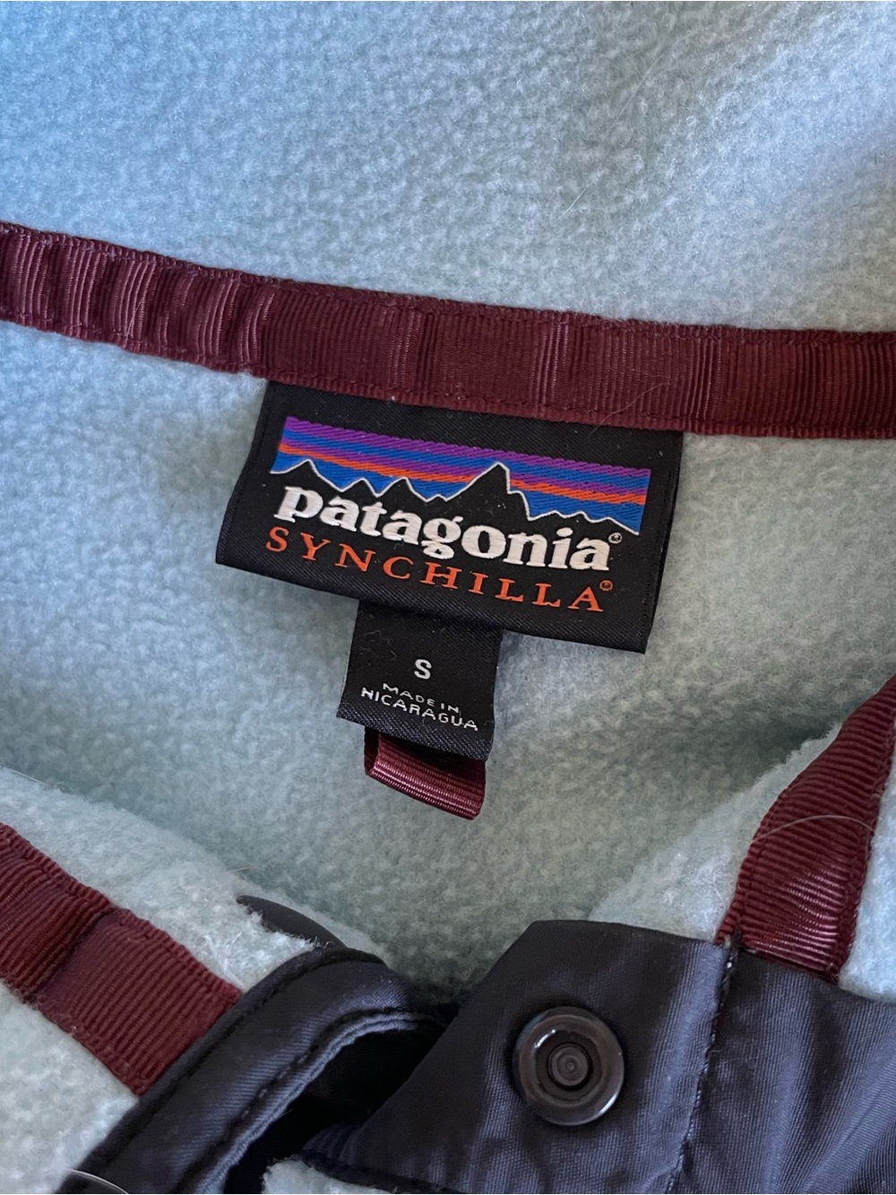Patagonia Two-Tone Snap Fleece Pullover - Light Blue & Brown - Picture 3 of 4